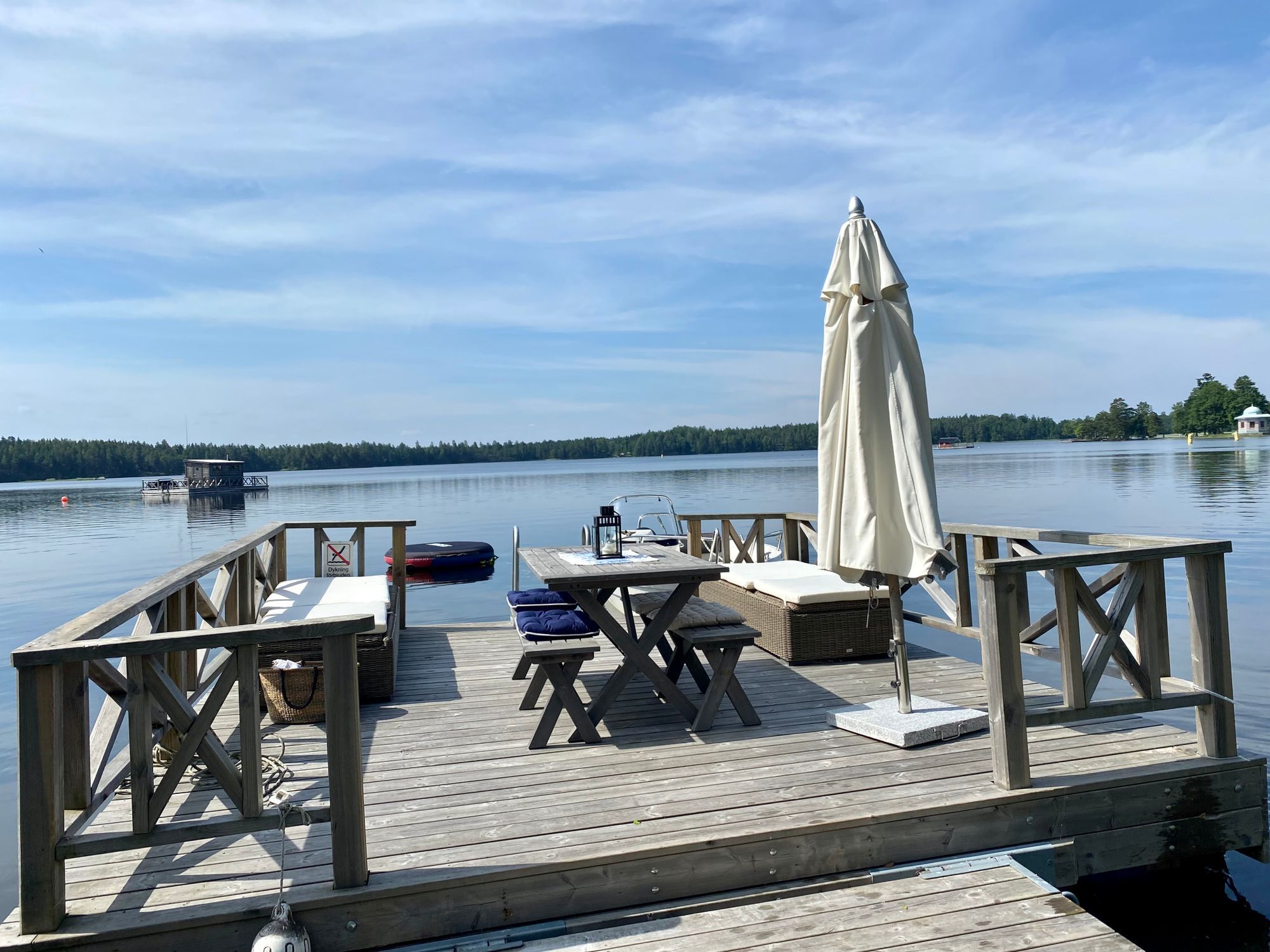 Lyxigt sjöställe med egen brygga och strand – bild 20 av 21