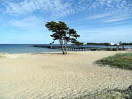 Jättefin stuga nära strand, pool, brygga i Åhus