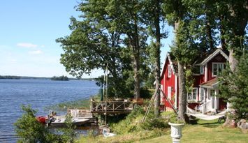 House by the Lake Sämsjön, boat fishing in Sweden
