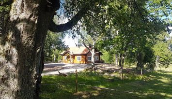 Timmerstuga i naturskön miljö