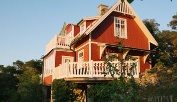 Havsutsikt, solnedgång, nära Visby