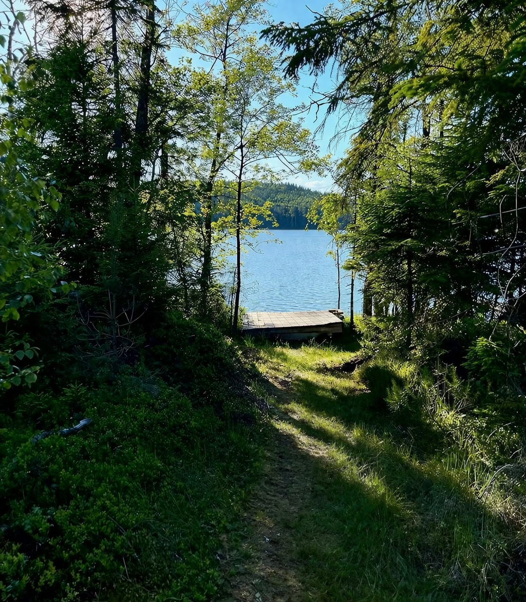 Drömstuga med sjöutsikt och egen badplats