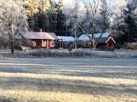 Cute red cottage in Norrtälje with ancient remains