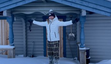 Mysig stuga uppe på fjället, nära till tur