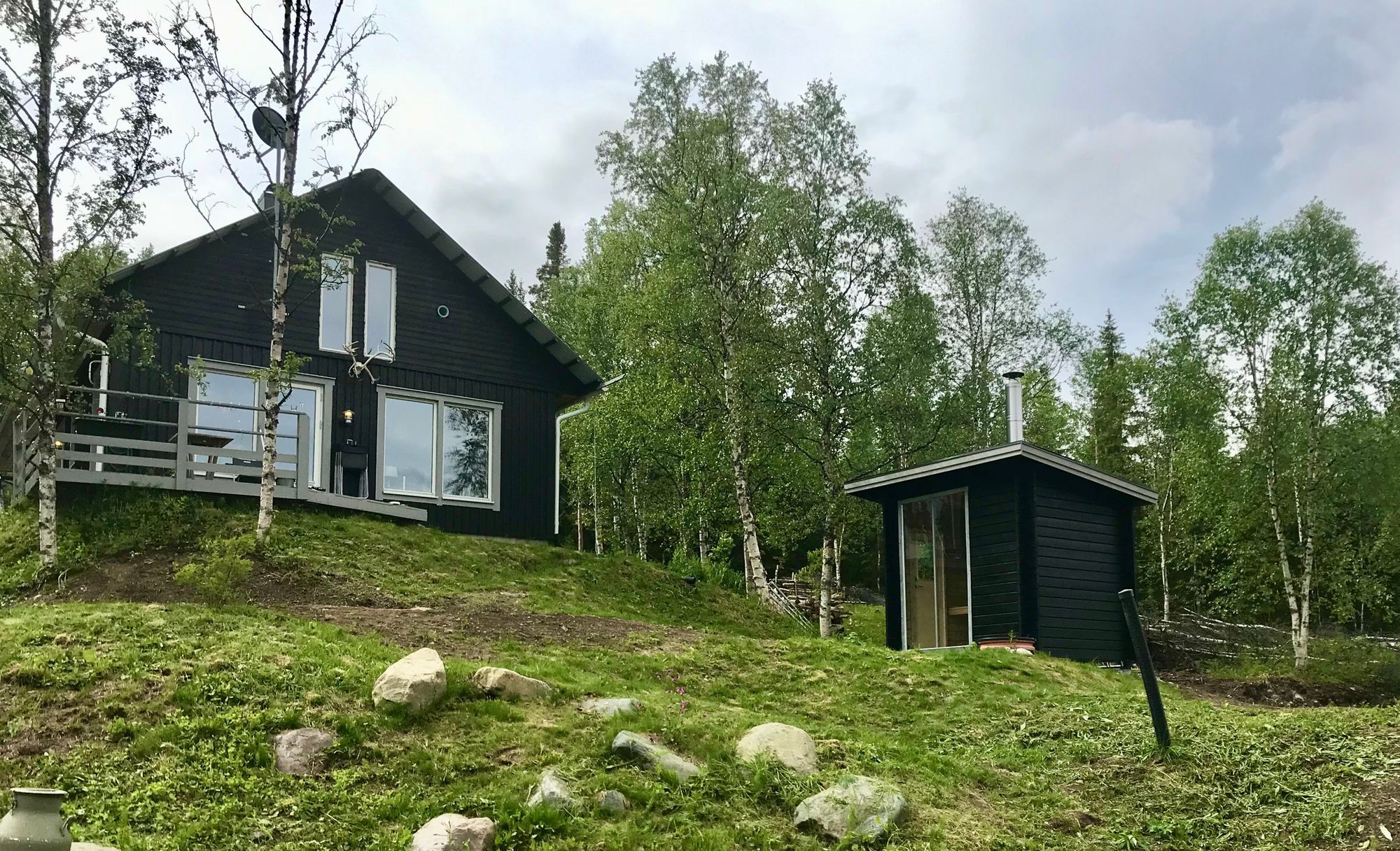 Stor mysig familjestuga, vildmark Kittelfjäll