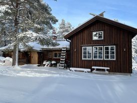 Idyllisk fjällstuga på egen udde vid sjö