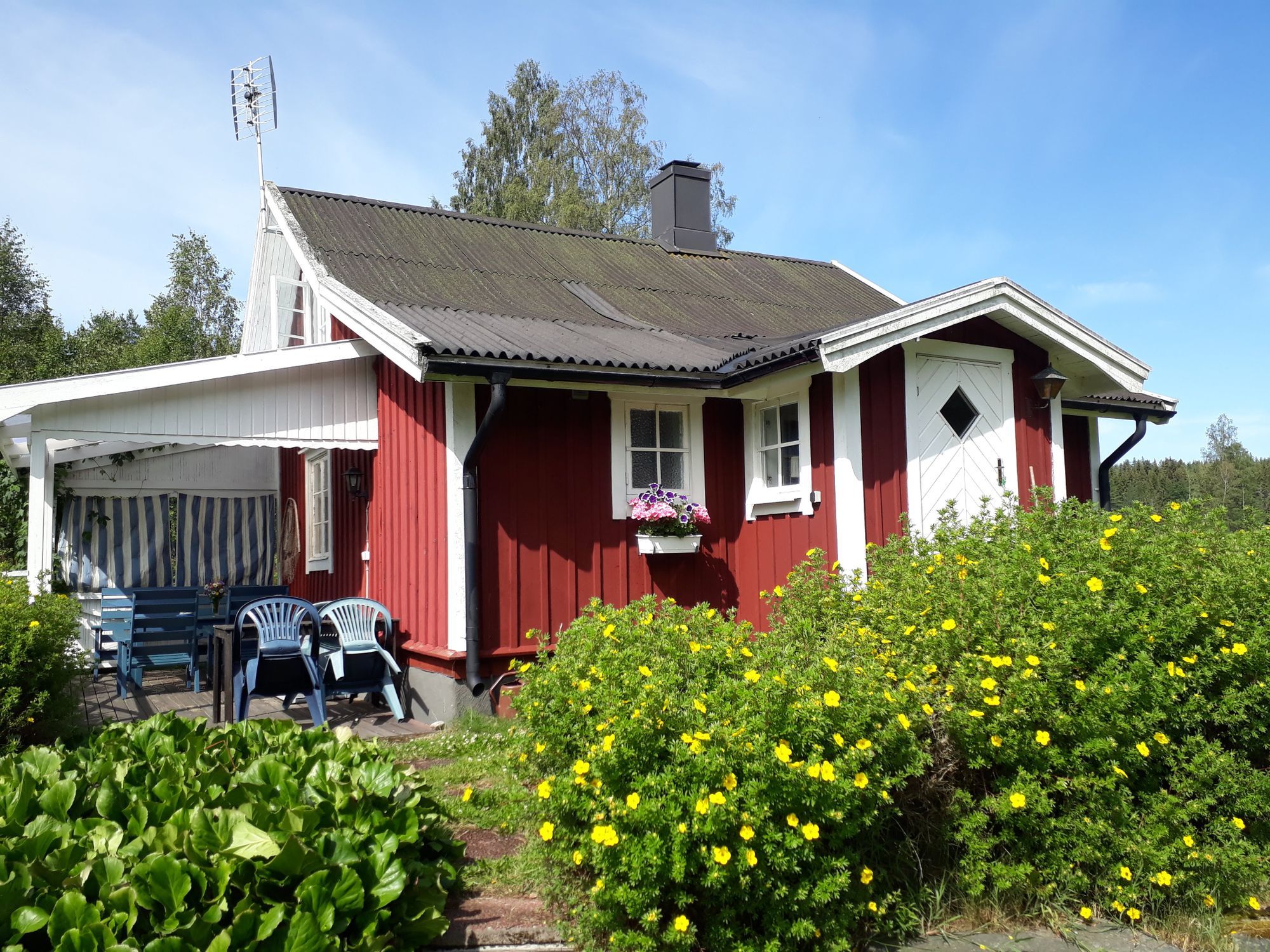 Idyllisk stuga-torp, med vedeldad bastu vid sjön