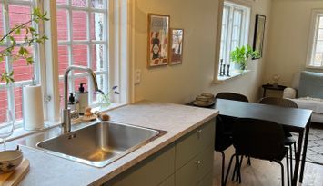 Helrenoverad fristående stuga med uteplats