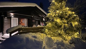 Mysig timmerstuga med högt läge i Storhogna