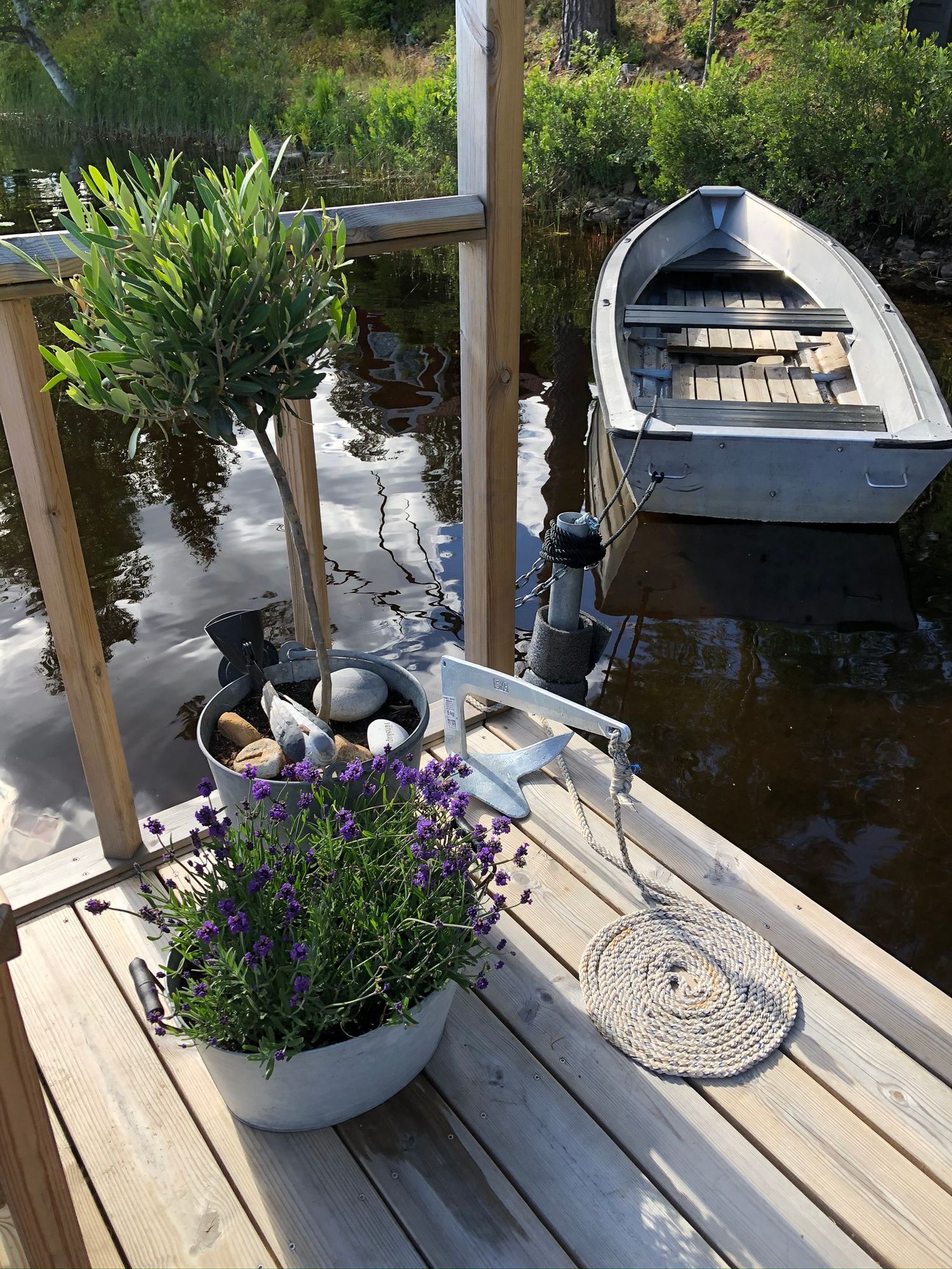 Sjötomt, roddbåt & bastu i lantlig skogsmiljö. – bild 14 av 24